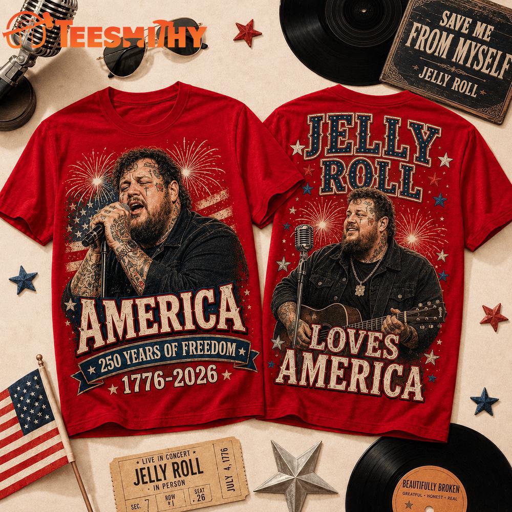 Jelly Roll America 250 Years of Freedom Tribute T Shirt