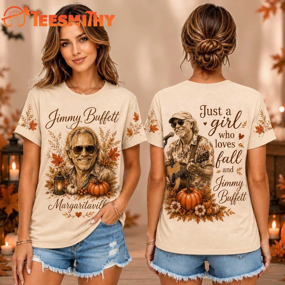 Jimmy Buffett Autumn Leaves Pumpkin Graphic Unisex 3D Shirt