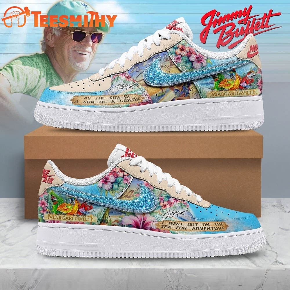 Jimmy Buffett Margaritaville Custom Air Force 1 Shoes, Tropical Parrothead Graphic Sneakers