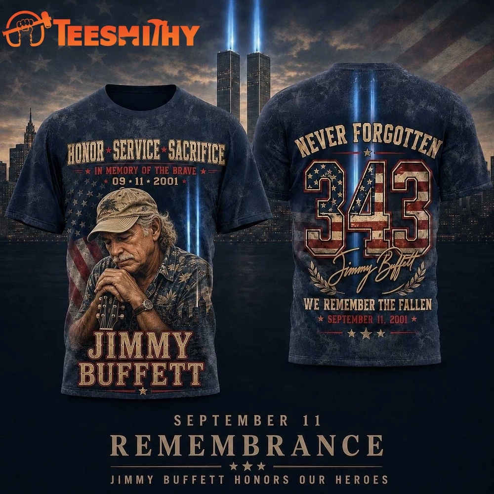 Jimmy Buffett Tribute Portrait Twin Towers 343 3D Shirt 1 Jimmy Buffett Tribute Portrait Twin Towers 343 3D Shirt