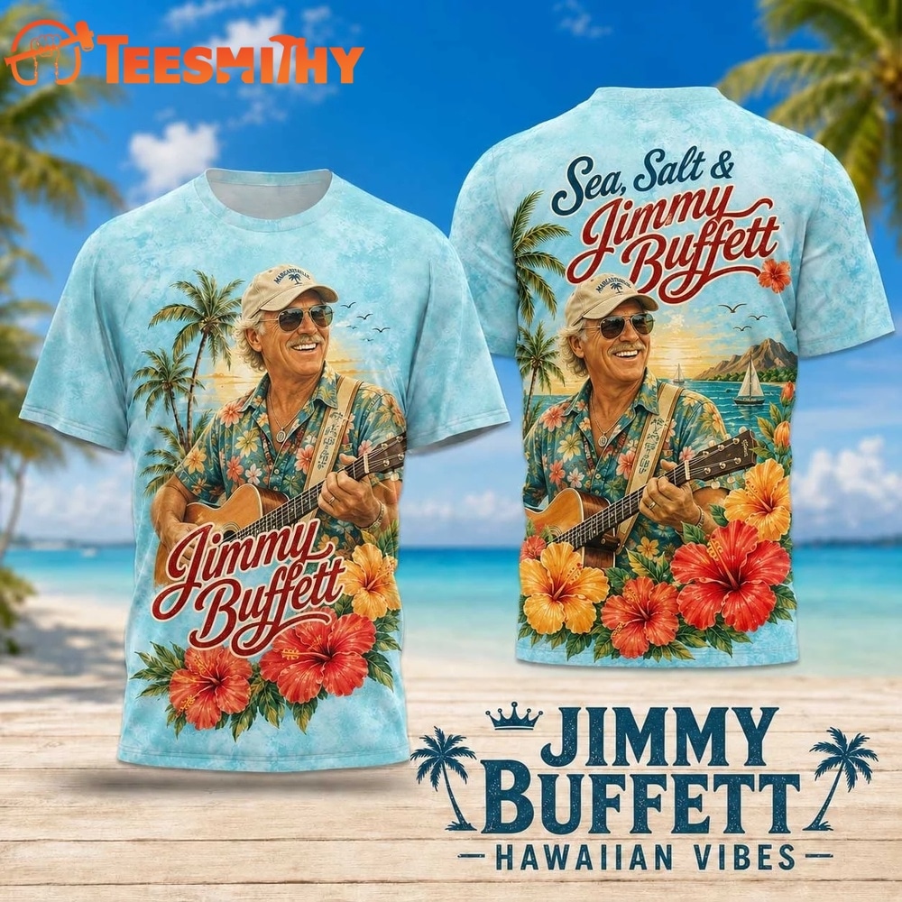 Jimmy Buffett Tropical Hibiscus Guitar 2026 3D Shirt