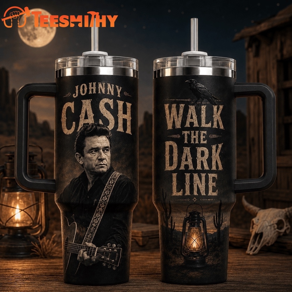 Johnny Cash Walk the Dark Line Halloween Stanley Tumbler 40oz