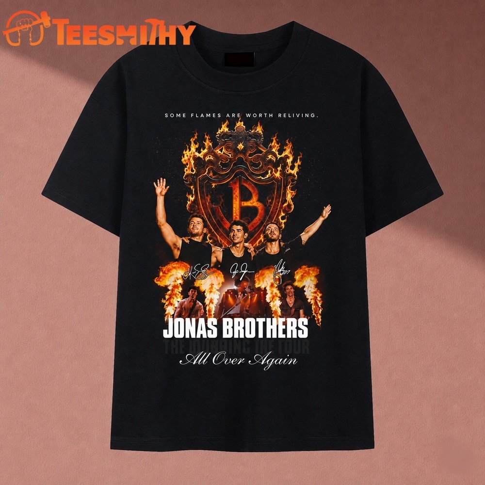 Jonas Brothers All Over Again Tour Flame Graphic Signatures T Shirt