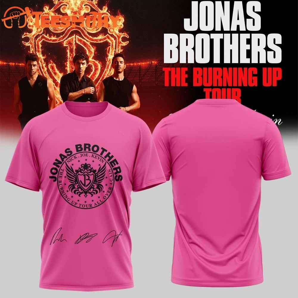 Jonas Brothers The Burning Up Tour 2026 Pink T Shirt
