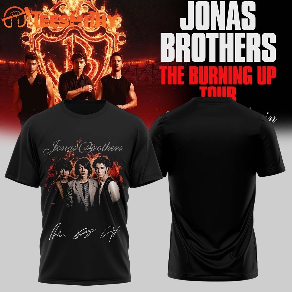 Jonas Brothers The Burning Up Tour 2026 Signature Black T Shirt