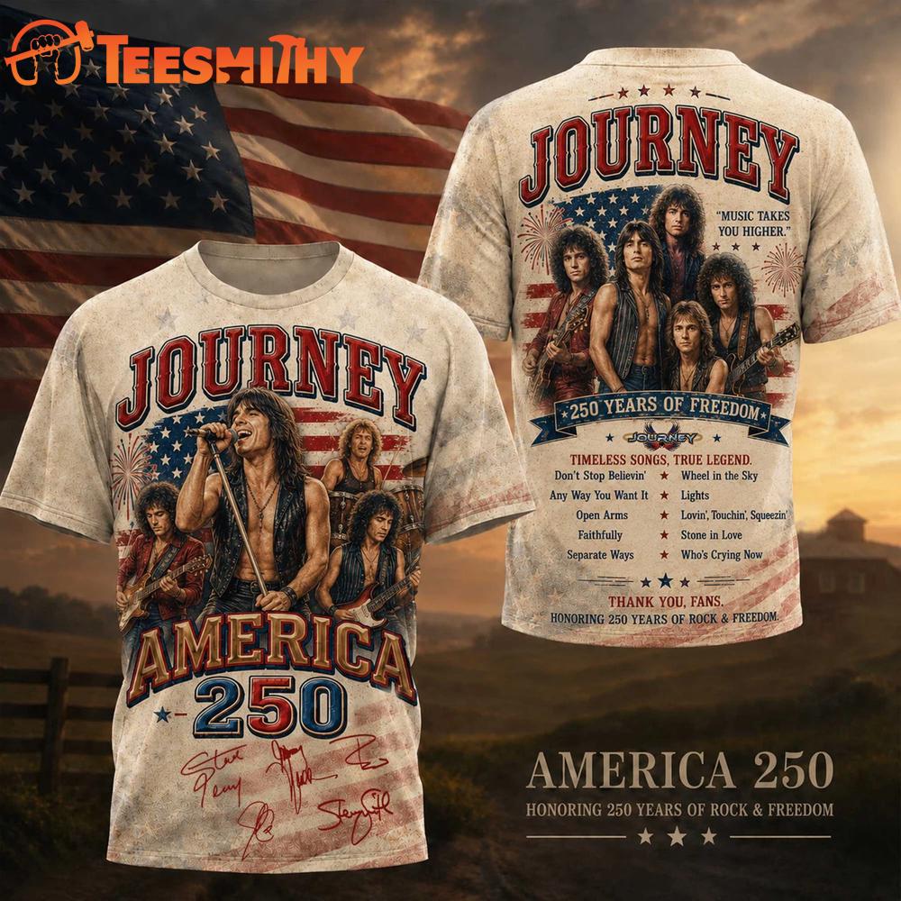 Journey Graphic Signature Music America 250 Years 3D Shirt