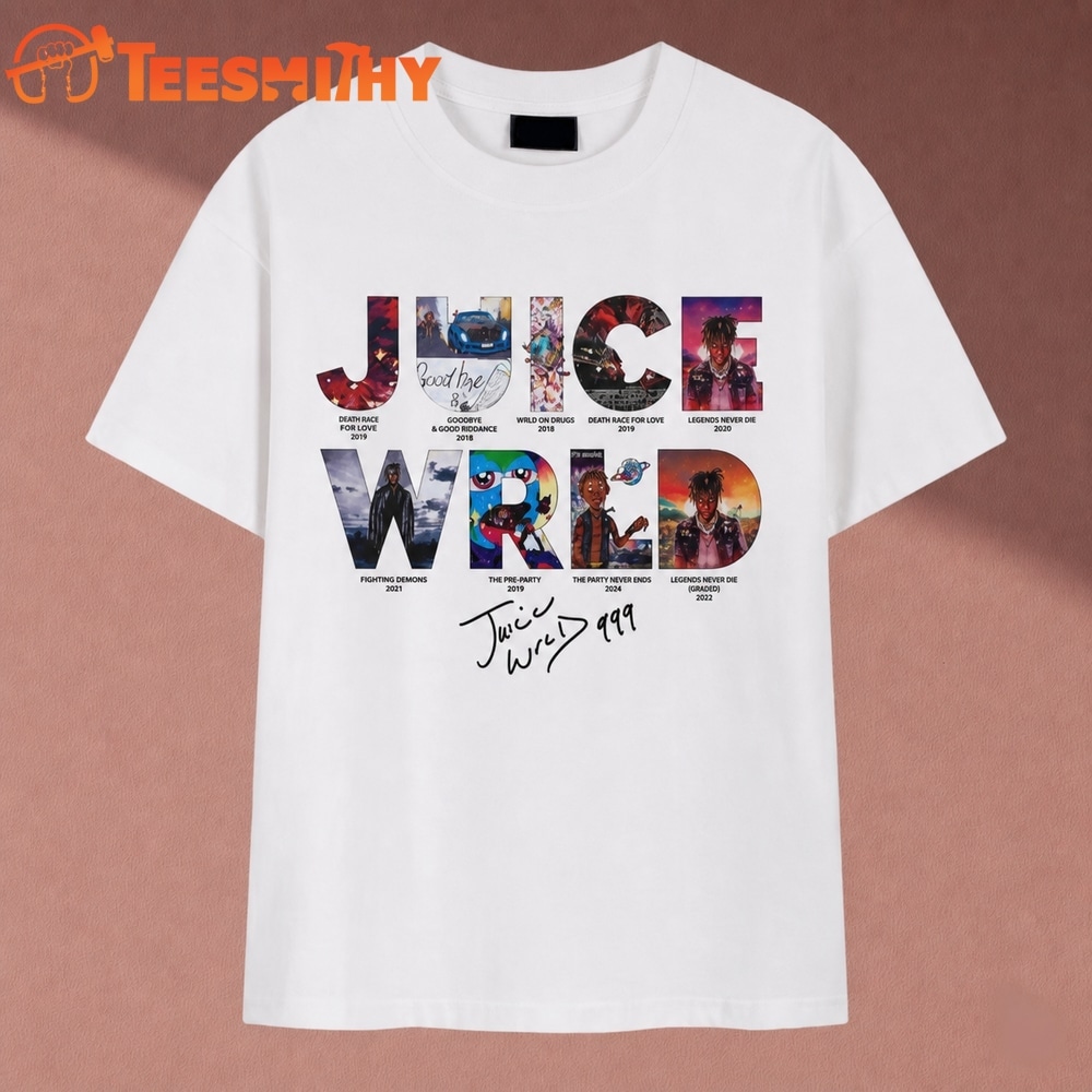 Juice WRLD 999 Album Title Collage Signature Tribute T Shirt