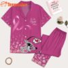 Kansas City Chiefs 2025 NFL Breast Cancer October Short Sleeve Satin Pajama Set
