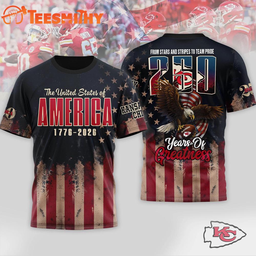 Kansas City Chiefs 2026 NFL 250th Anniversary Of America 3D Shirt