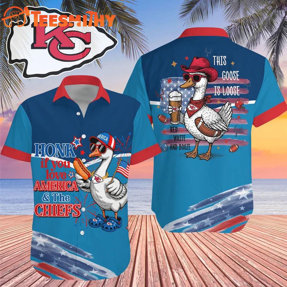 Kansas City Chiefs 2026 NFL America Flag Goose Hawaiian Shirt