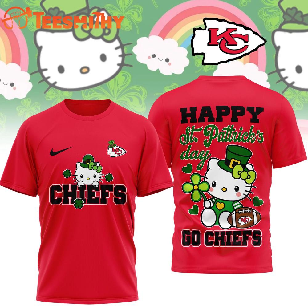 Kansas City Chiefs 2026 NFL Hello Kitty St. Pattrick's Day Special New 3D Shirt