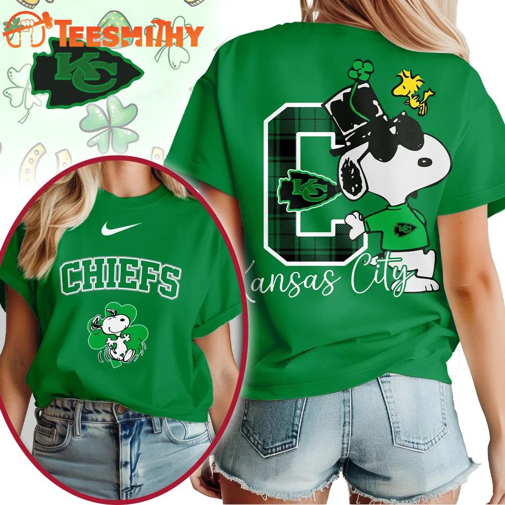 Kansas City Chiefs 2026 NFL Snoopy St. Patricks Day Unisex 3D Shirt