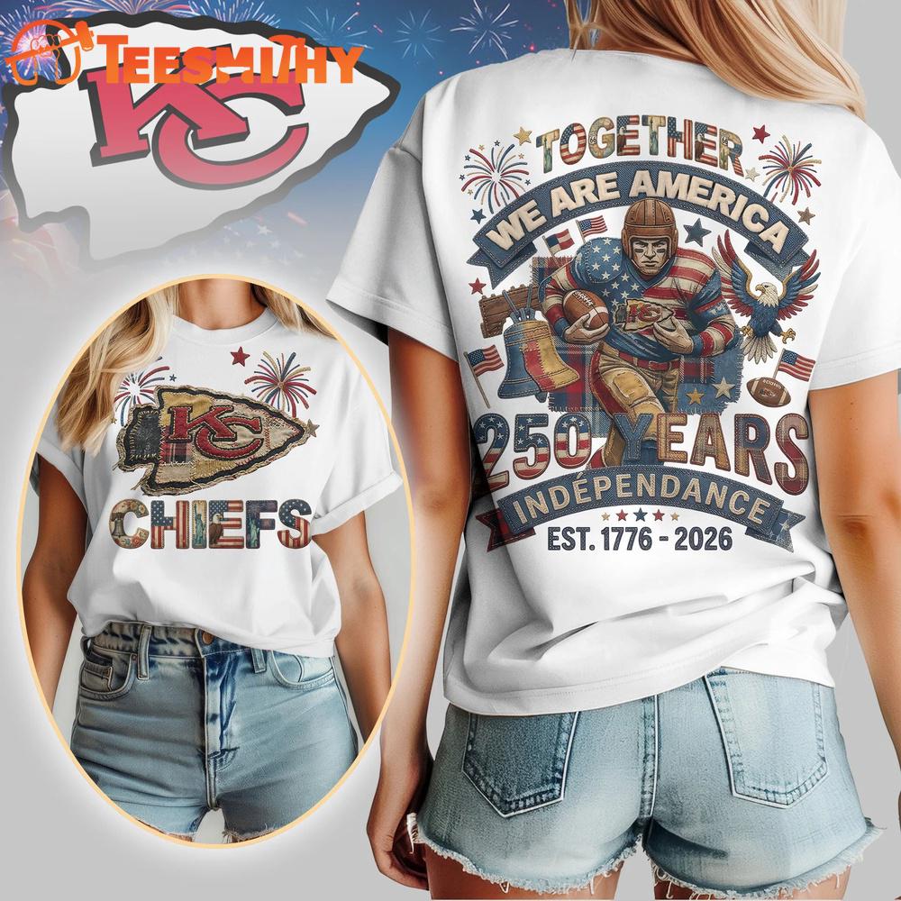 Kansas City Chiefs NFL 250th Anniversary Of America Patchwork All Over Print T Shirt
