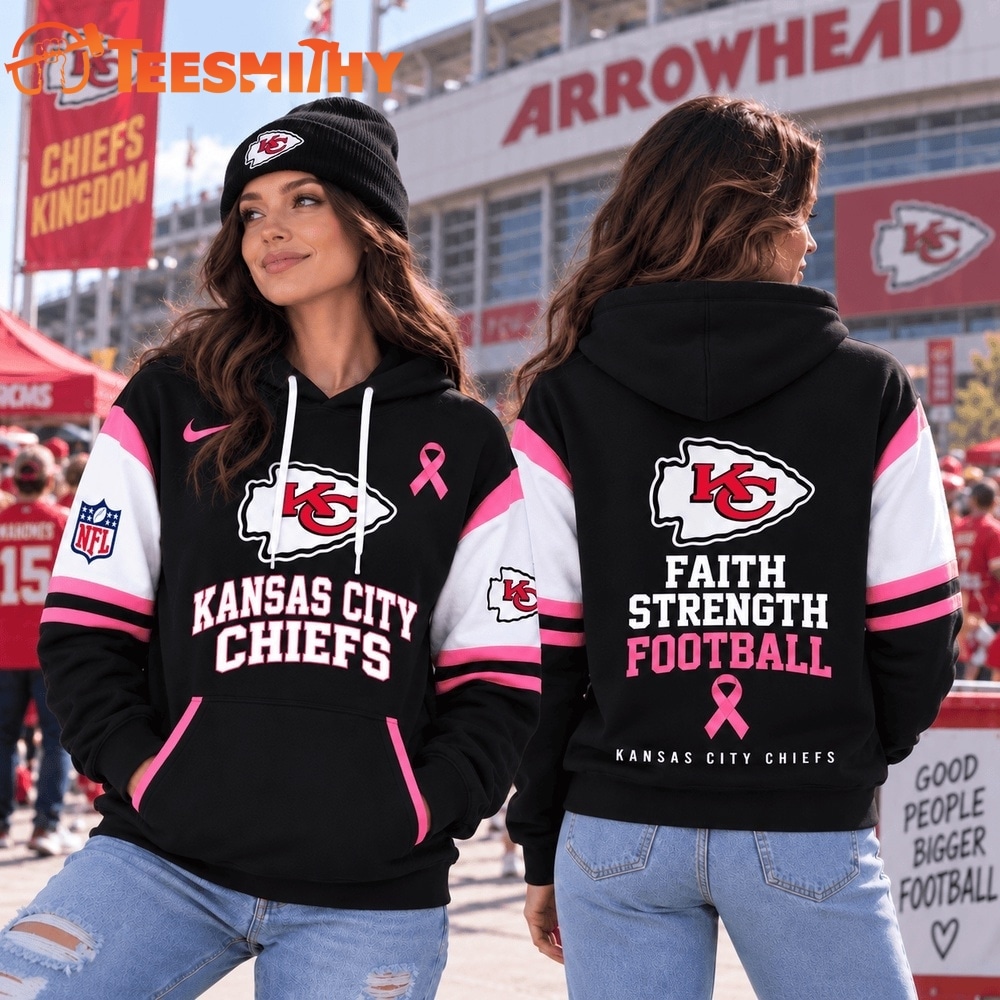 Kansas City Chiefs NFL Breast Cancer Awareness Hoodie, Faith Strength Football 3D Shirt