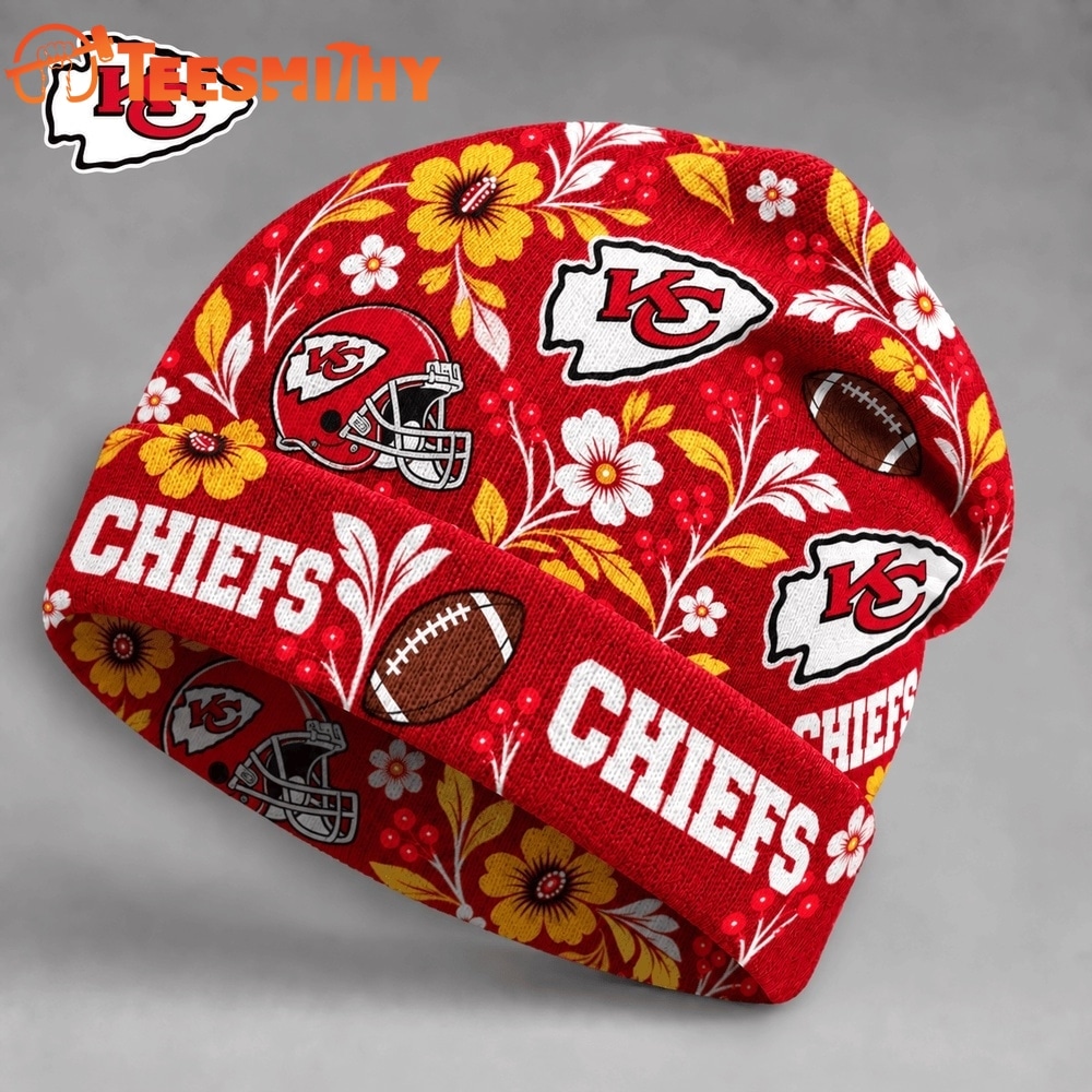 Kansas City Chiefs NFL Floral Team Pride Christmas Beanie Hats