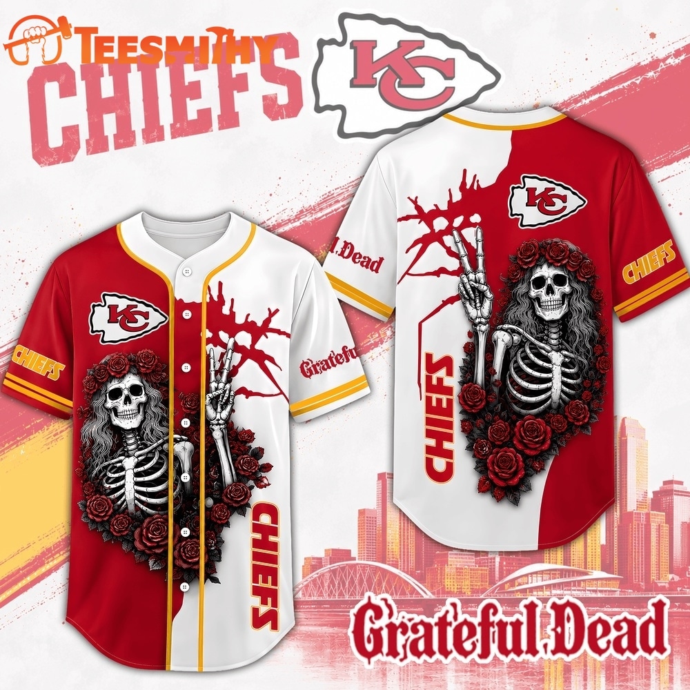 Kansas City Chiefs NFL Game Day Grateful Dead Baseball Jersey Shirt