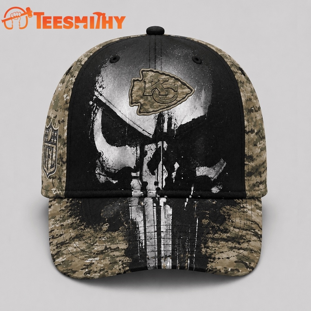 Kansas City Chiefs NFL Halloween Military Skull Camo Classic Cap