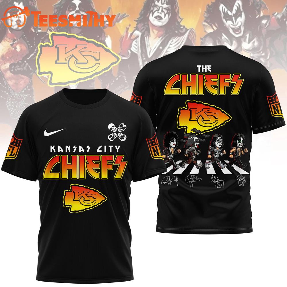 Kansas City Chiefs NFL Kiss Band Rock and Roll All Nite 3D Shirt