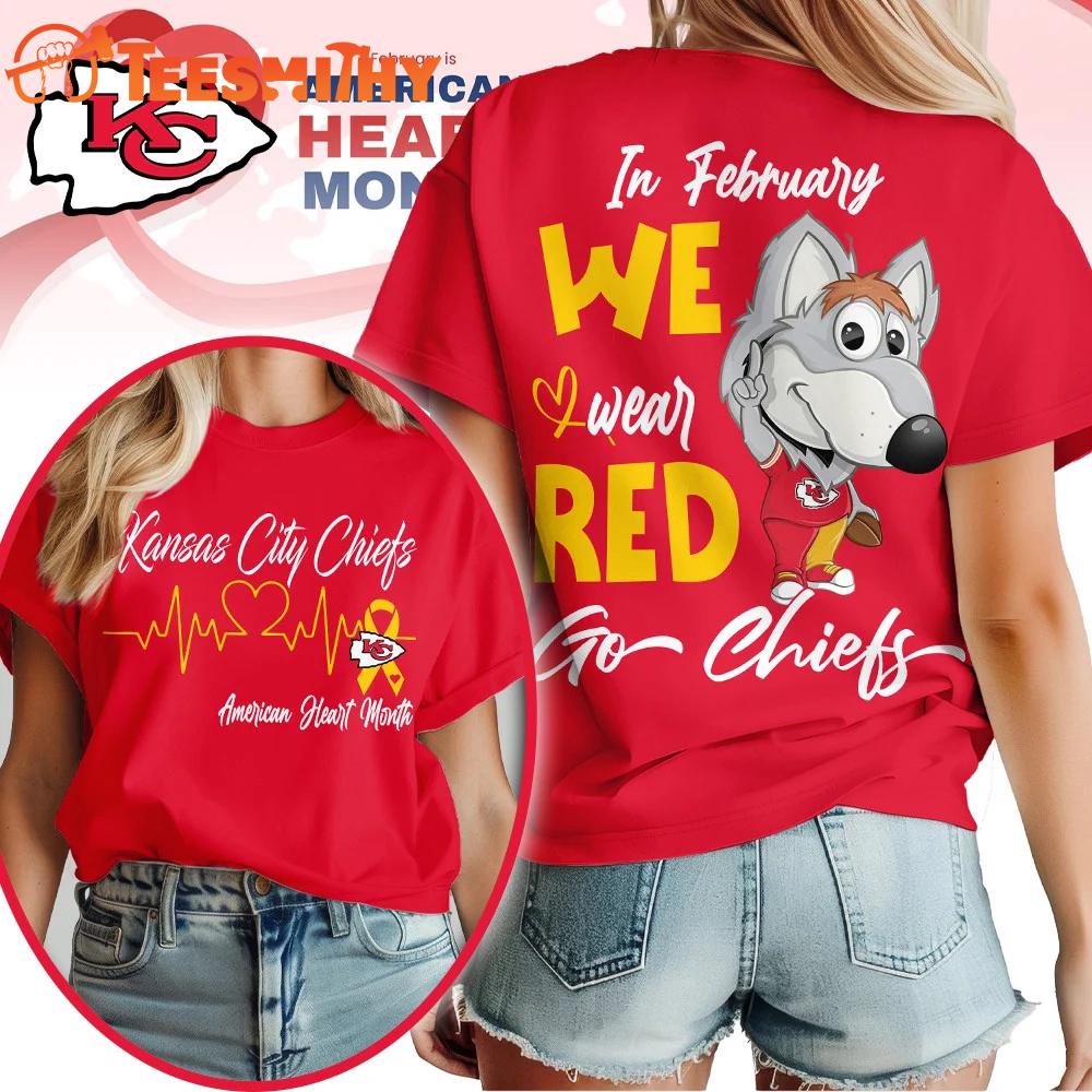 Kansas City Chiefs NFL Mascot American Heart Month Unisex 3D Shirt