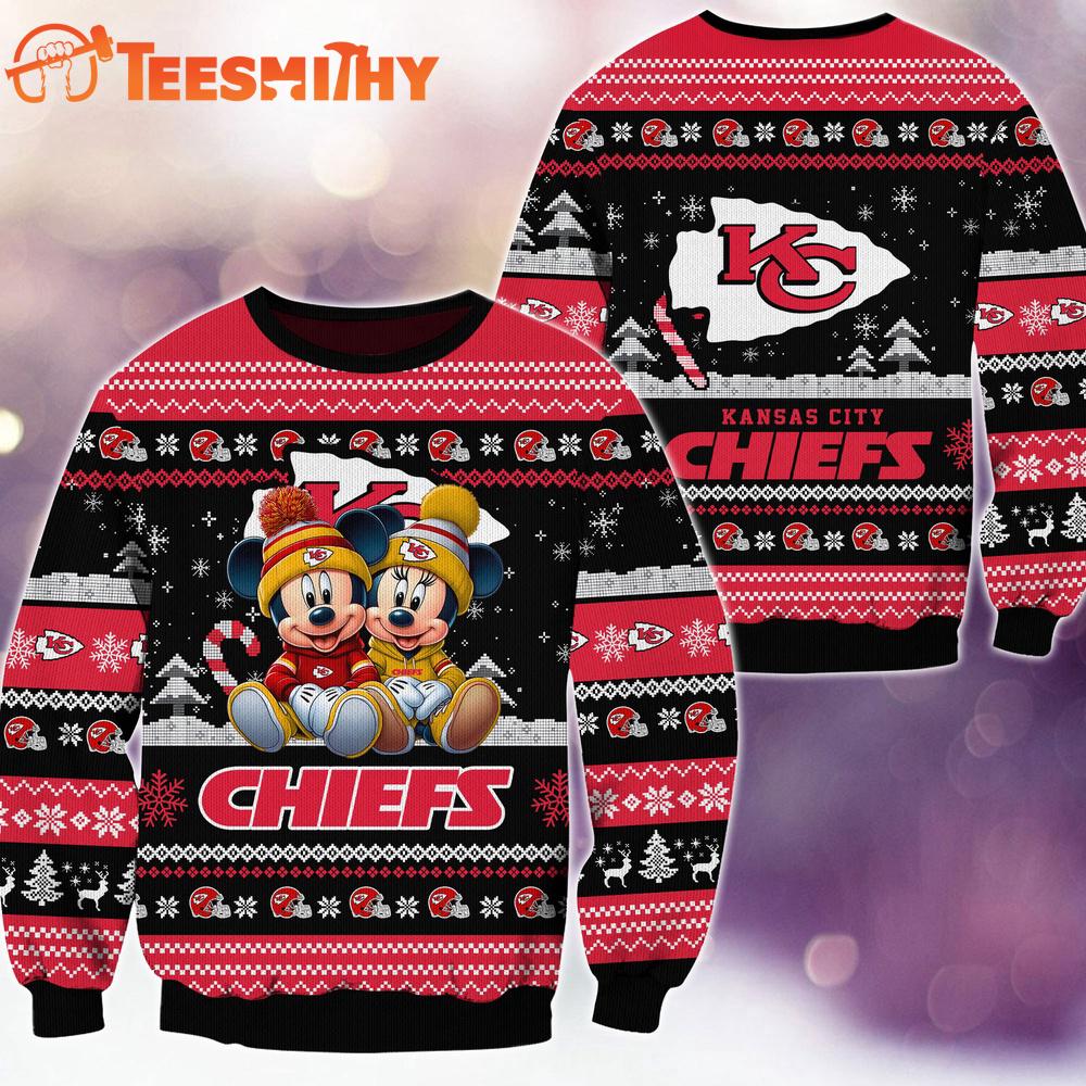 Kansas City Chiefs NFL Mickey Minnie Ugly Christmas Sweater Kansas City Chiefs NFL Mickey Minnie Ugly Christmas Sweater
