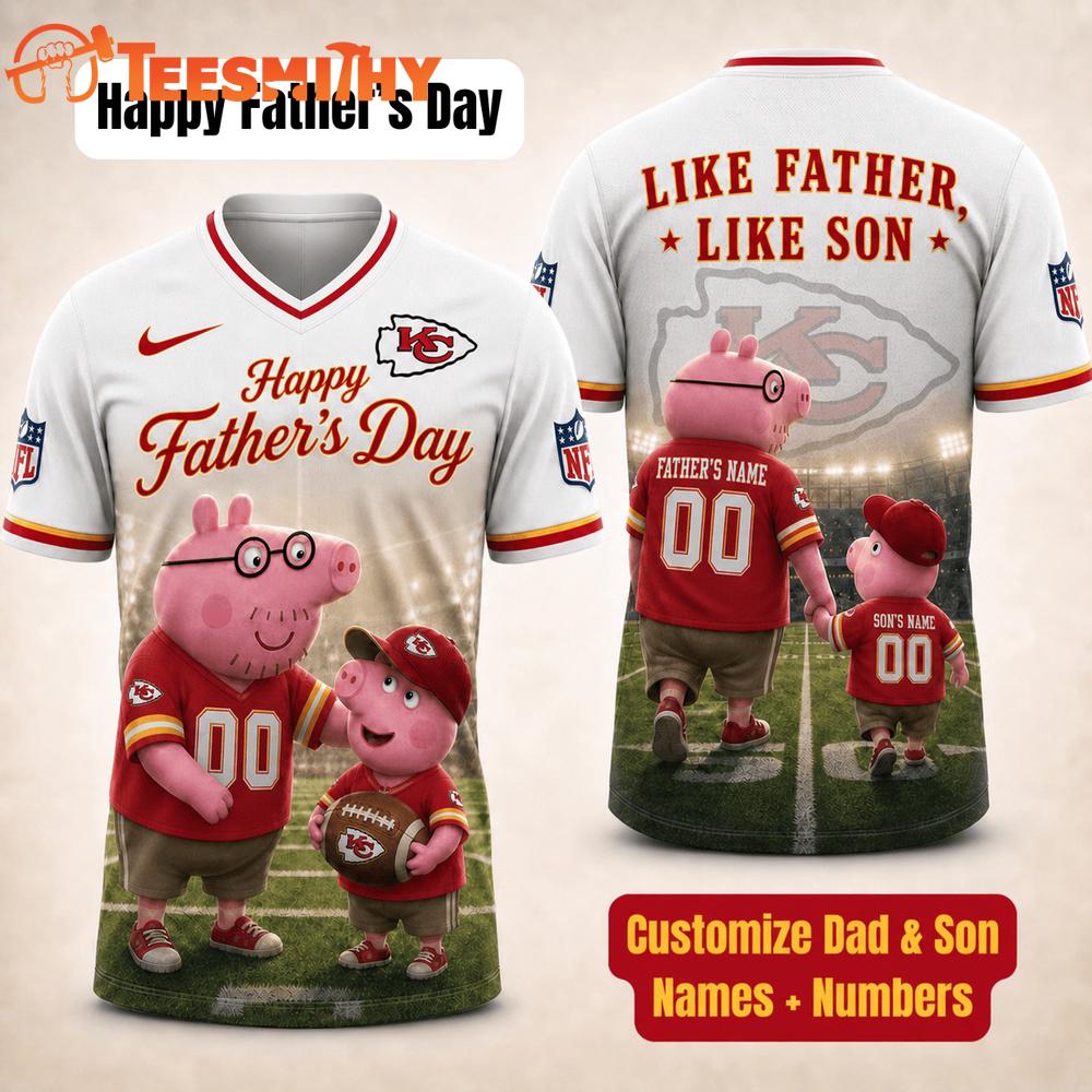 Kansas City Chiefs NFL Peppa Pig Father's Day Dad Football Jersey