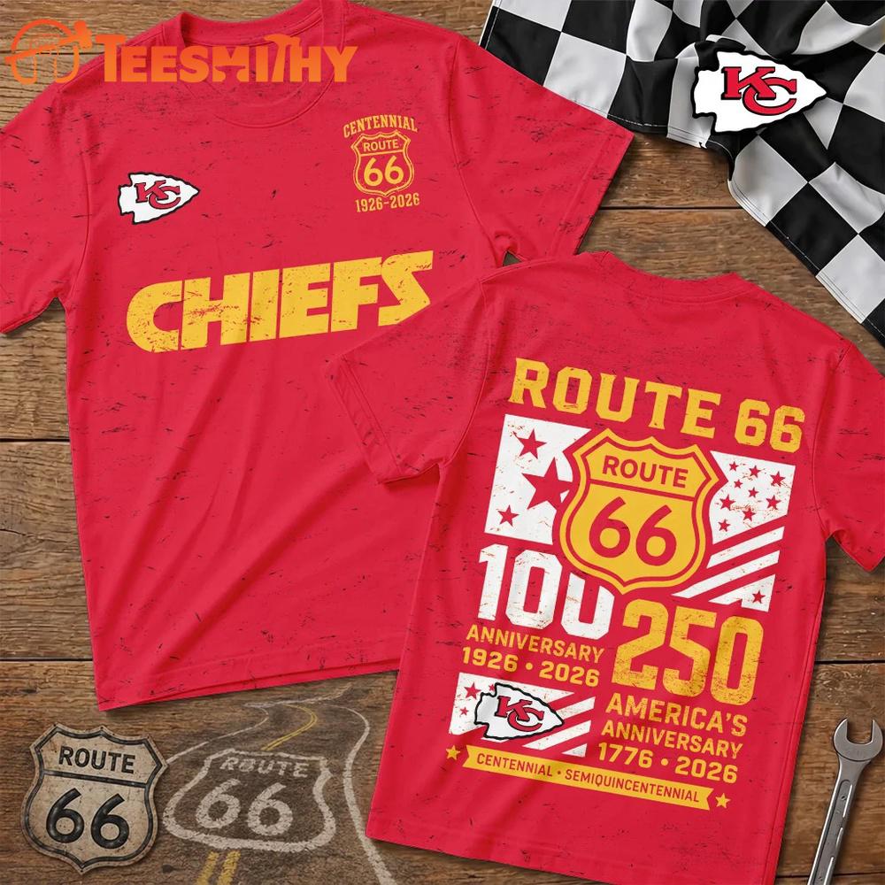 Kansas City Chiefs NFL Route 66 Centennial Limited 3D T Shirt