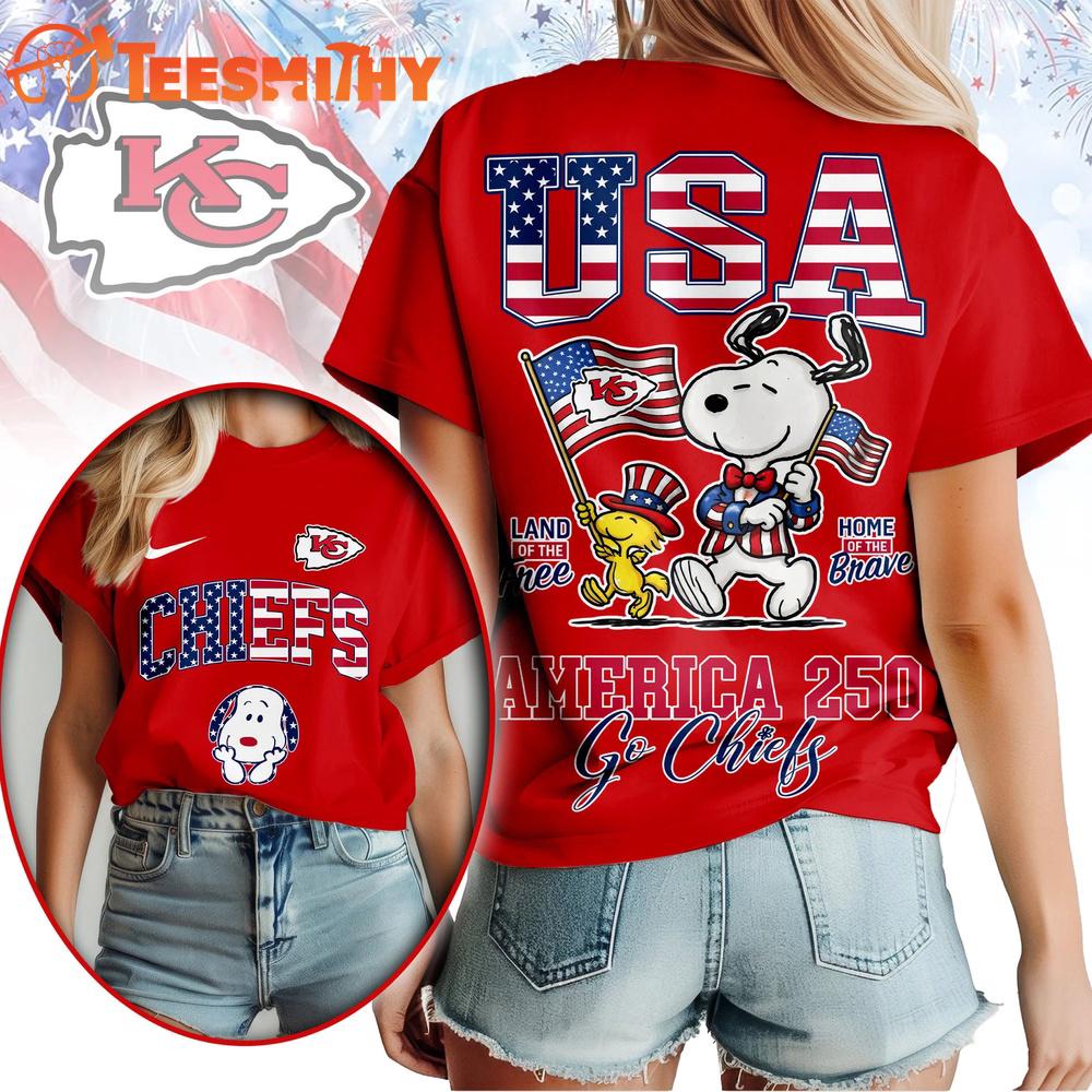 Kansas City Chiefs NFL Snoopy America 250 Years Anniversary 3D T Shirt