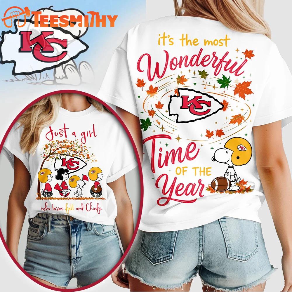 Kansas City Chiefs NFL Snoopy Fall Wonderful Time of the Year 3D Shirt