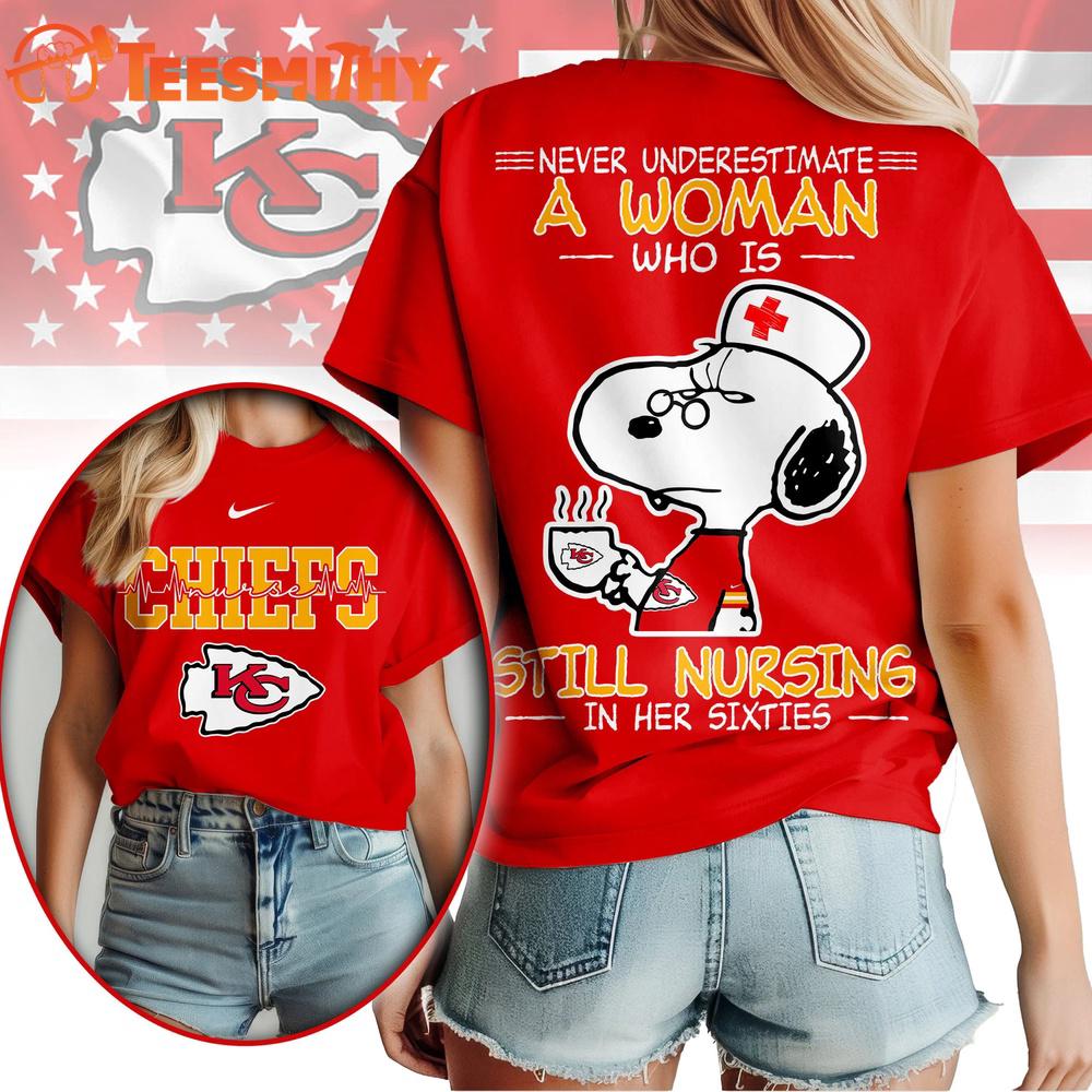 Kansas City Chiefs NFL Snoopy Never Underestimate A Nurse Unisex T Shirt