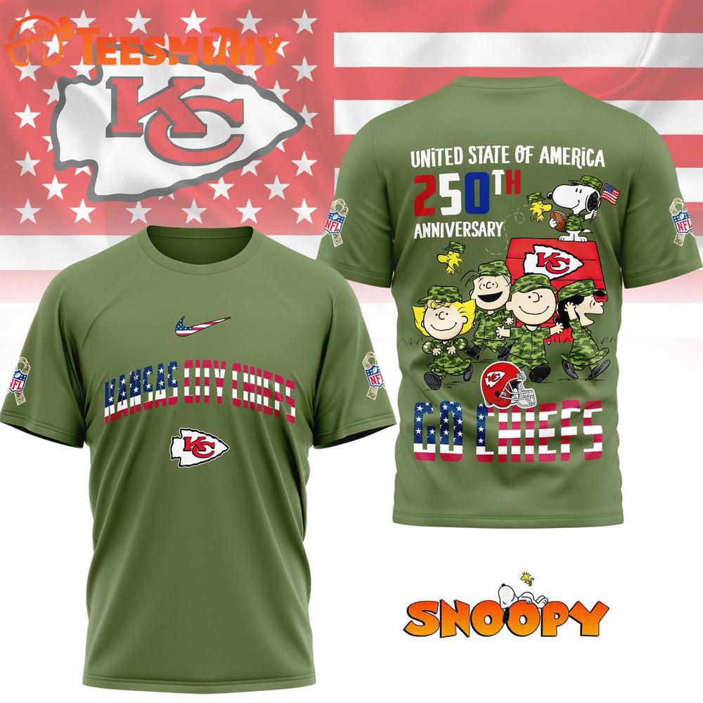 Kansas City Chiefs NFL Snoopy Peanuts Freedom 250th of America 3D T Shirt