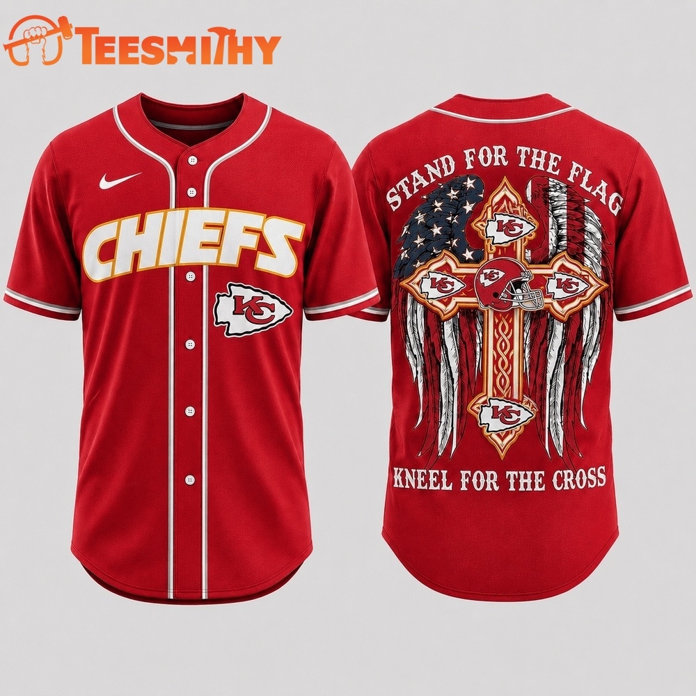 Kansas City Chiefs NFL Stand For The Flag Kneel For The Cross Baseball Jersey Shirt
