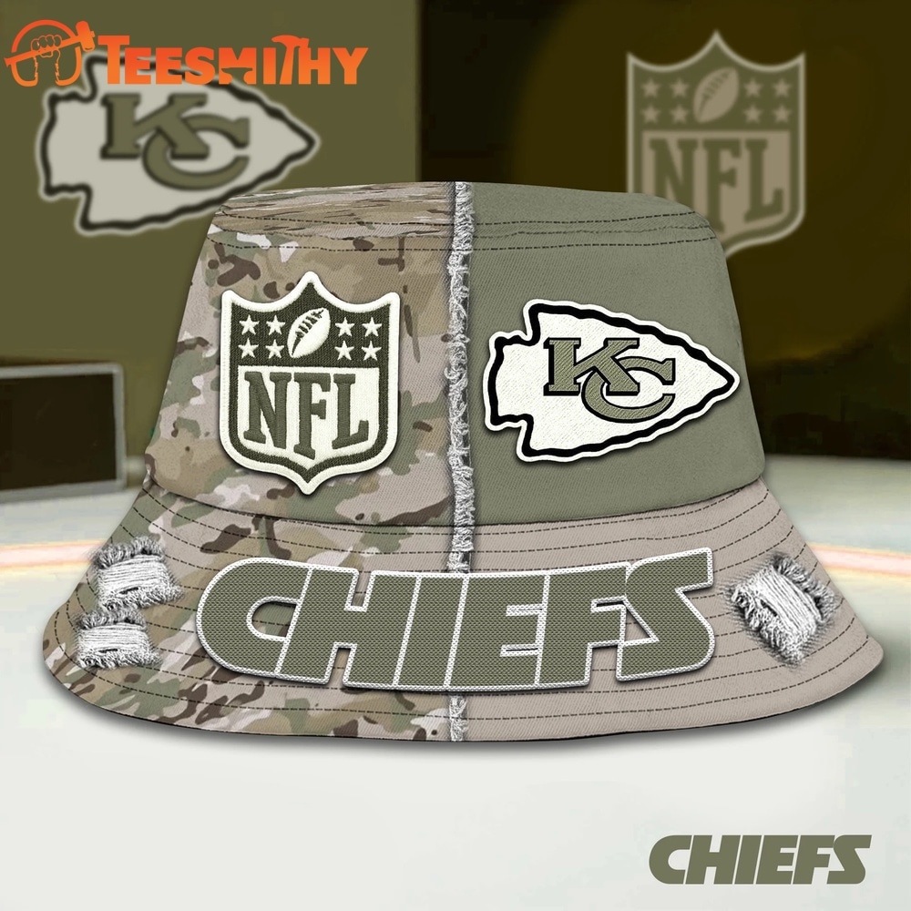 Kansas City Chiefs NFL Veterans US Army Bucket Hat