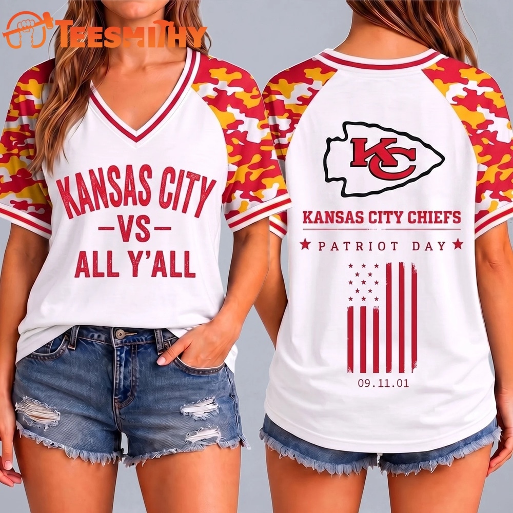 Kansas City Chiefs NFL vs All Y' All United We Stand V Neck T Shirt