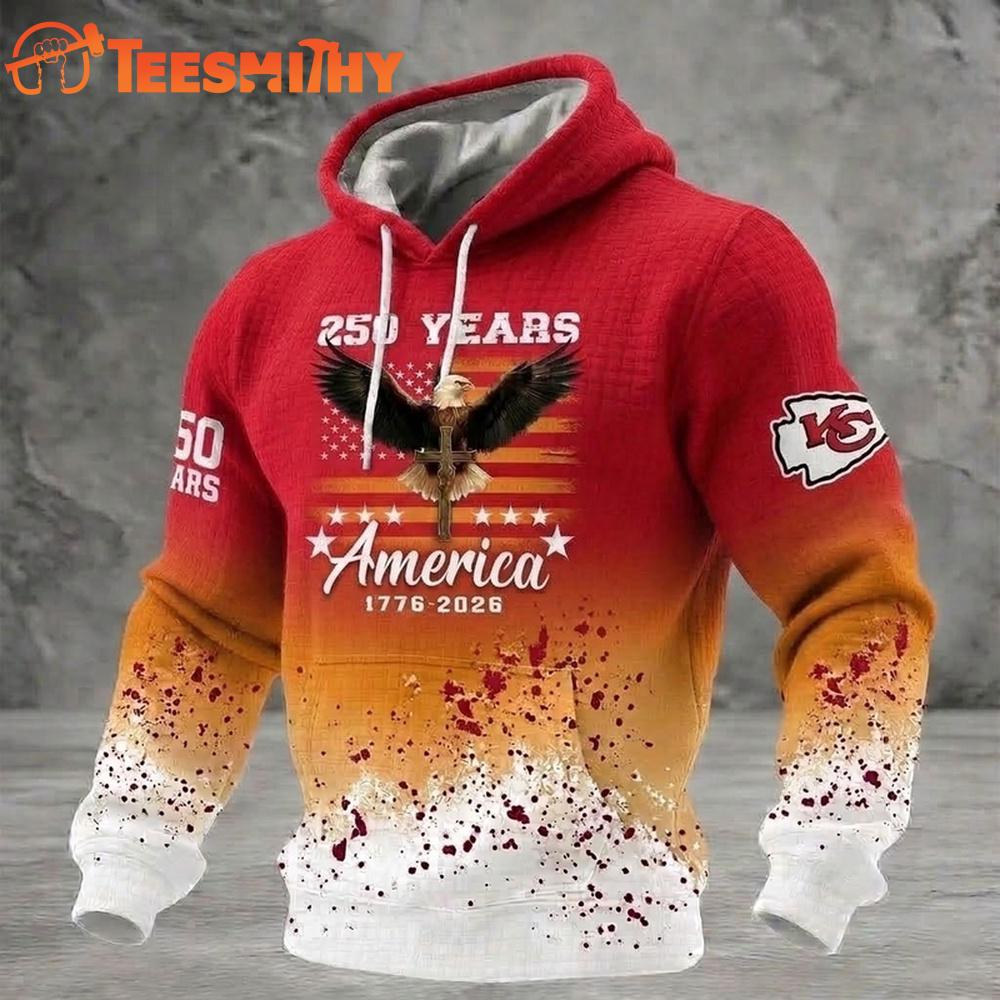 Kansas City Chiefs US 250th Anniversary Waffle Texture Strike Hoodie Shirt