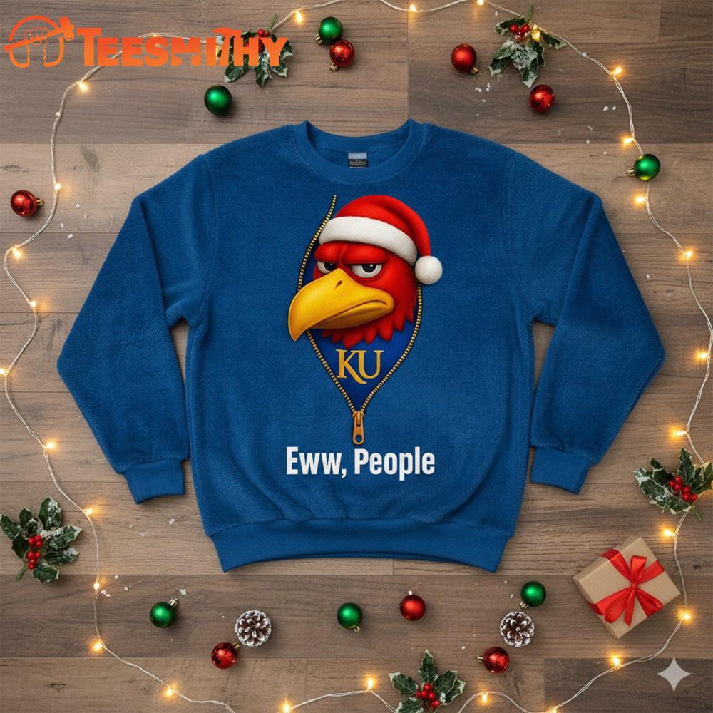 Kansas Jayhawks 2025 NCAA Mascot Eww People Christmas Ugly Sweater Kansas Jayhawks 2025 NCAA Mascot Eww People Christmas Ugly Sweater