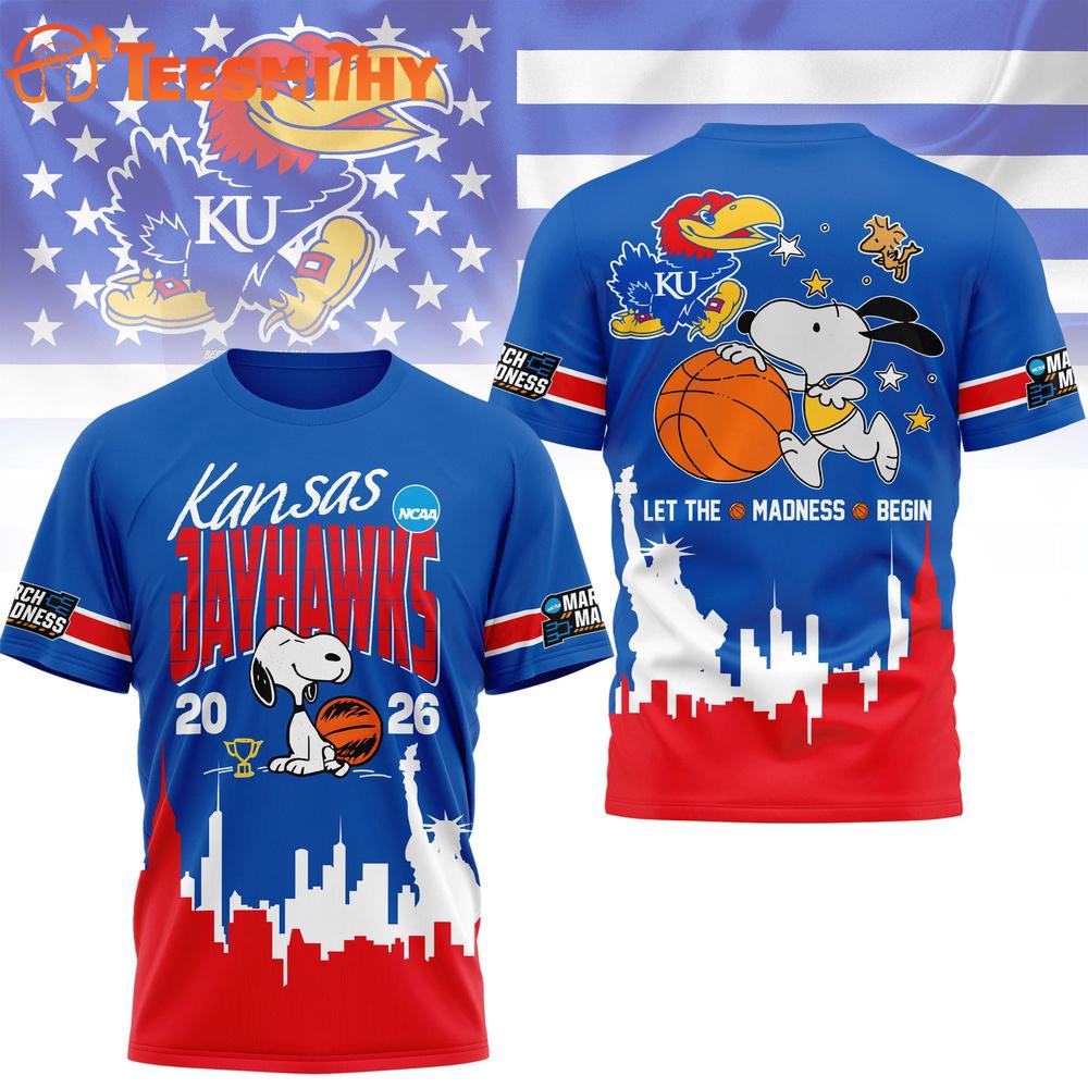 Kansas Jayhawks 2026 NCAA March Madness x Snoopy New Design 3D Shirt