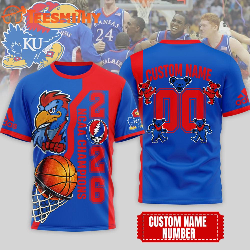 Kansas Jayhawks NCAA Grateful Dead Court Kings 2026 3D T Shirt