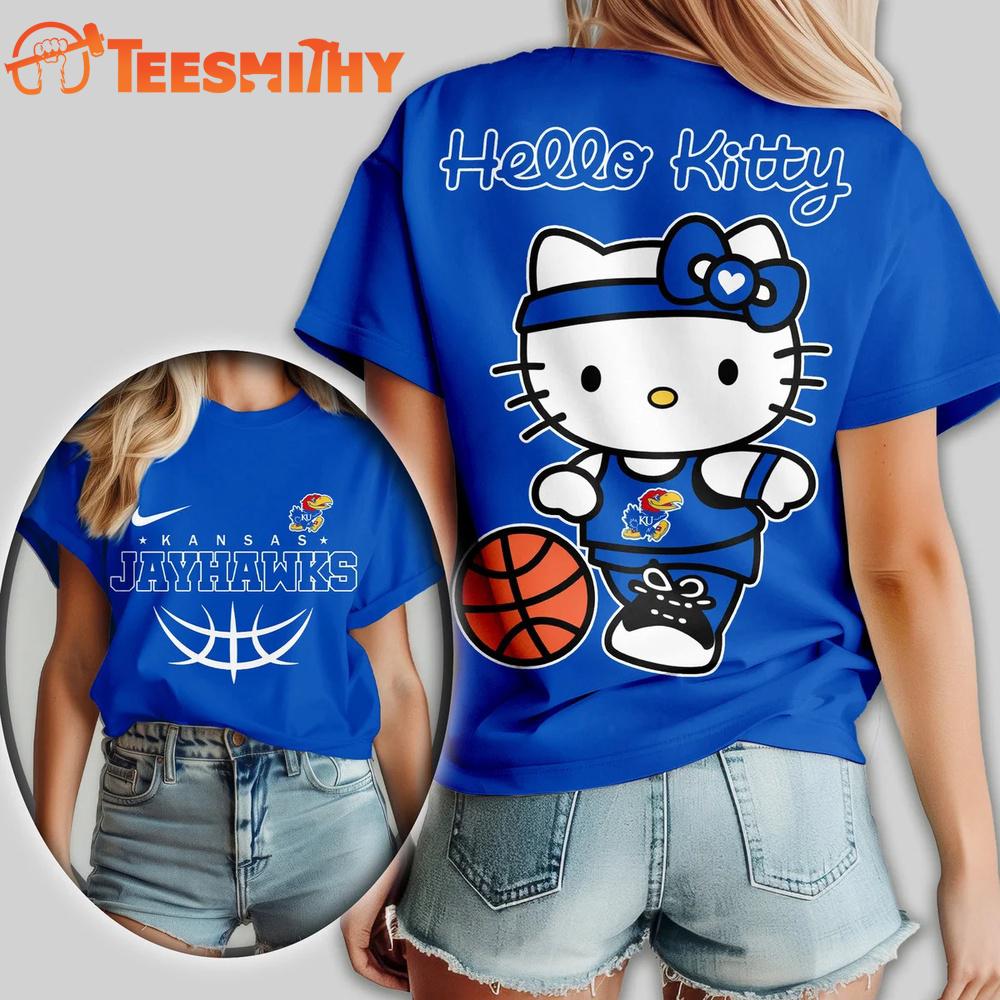Kansas Jayhawks NCAA Hello Kitty Basketball Unisex 3D T Shirt
