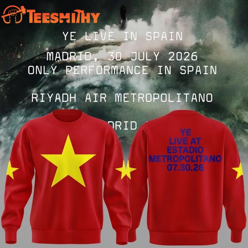 Kanye West 2026 Ye Live Concert Tour SPAIN MADRID Red Sweatshirt