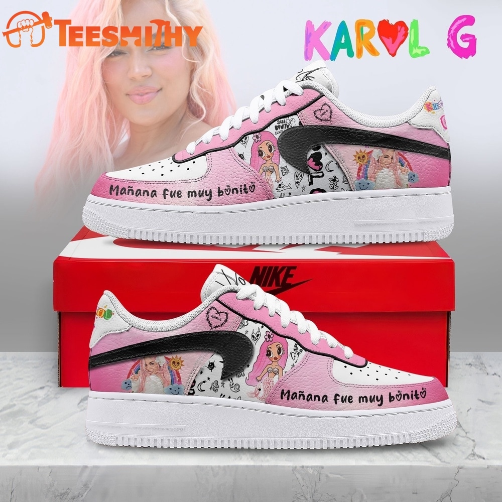 Karol G Manana Fue Muy Bonito Pink Reggaeton Music Graphic Air Force 1 Shoes Sneakers