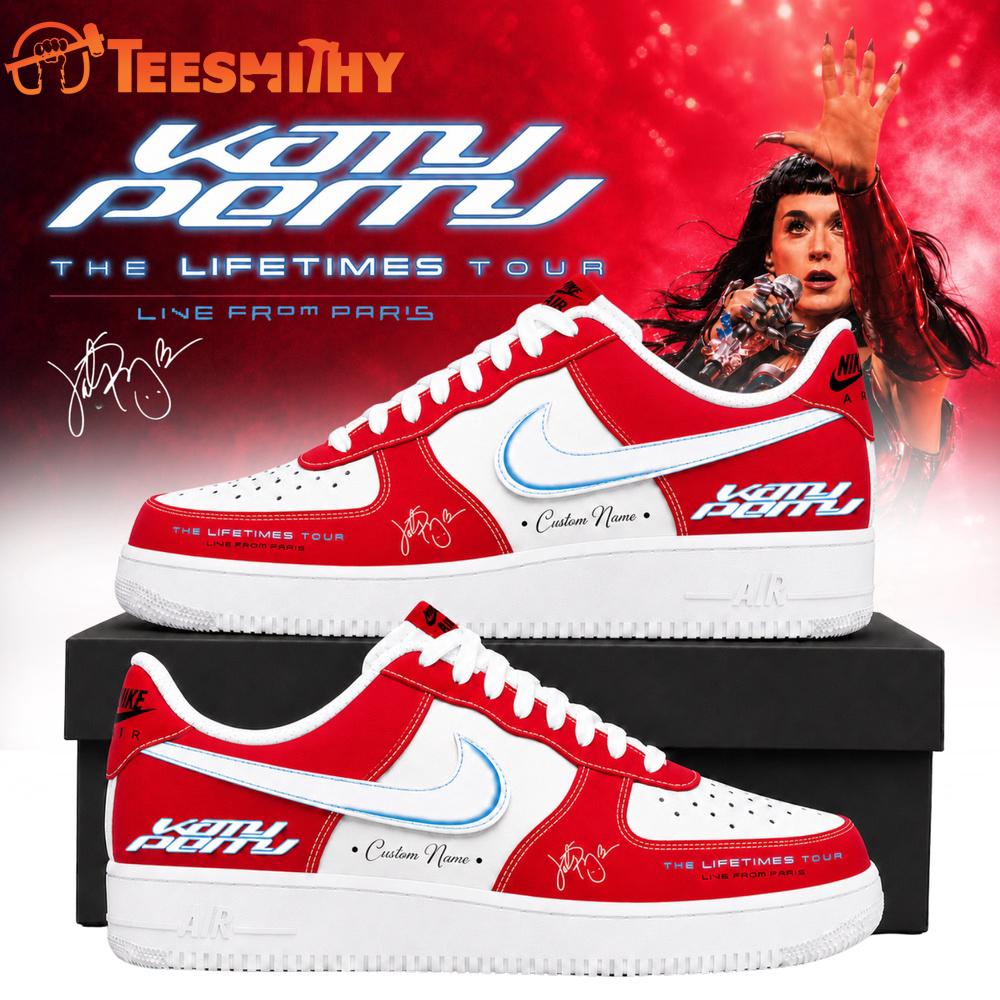 Katy Perry The Lifetimes Tour Live From Paris 2026 Red Air Force 1 Shoes Sneaker