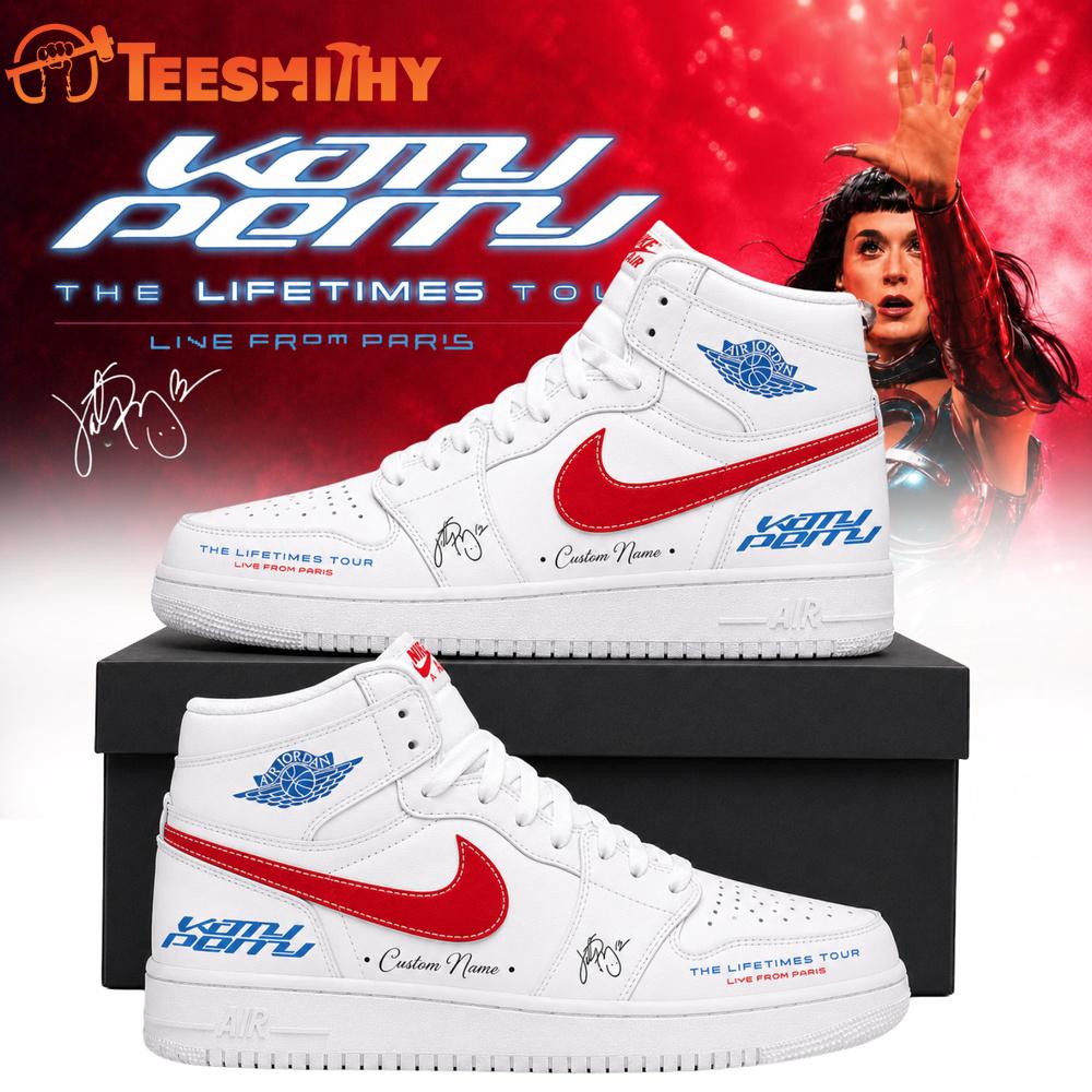 Katy Perry The Lifetimes Tour Live From Paris 2026 White Air Jordan 1 Hightop Shoes