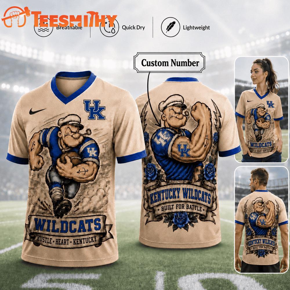Kentucky Wildcats NCAA Popeye Vintage Tattoo Football Jersey