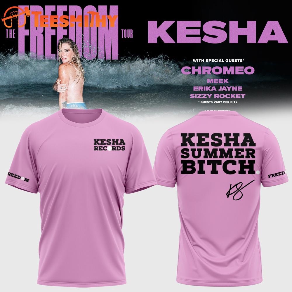 Kesha The Freedom Tour 2026 Signature Pink Design T Shirt