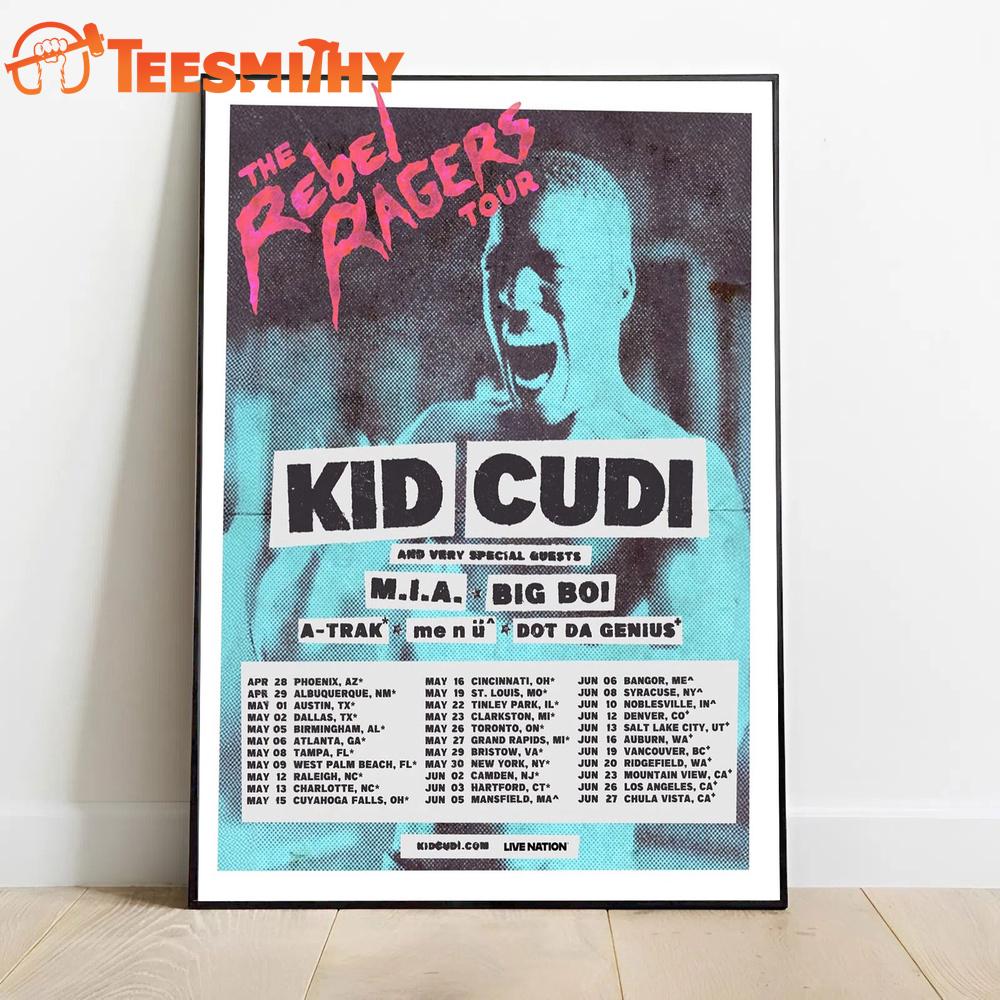 Kid Cudi The Rebel Ragers Tour 2026 Wall Art Poster Canvas