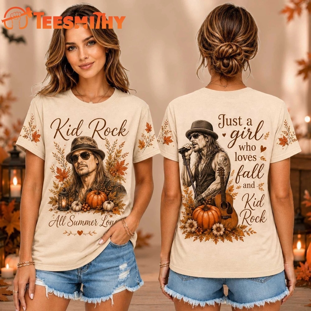 Kid Rock Autumn Leaves Pumpkin Graphic Unisex 3D Shirt