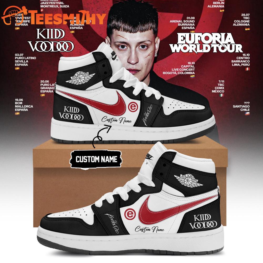Kidd Voodoo Euforia World Tour 2026 Black Air Jordan 1 Hightop Shoes