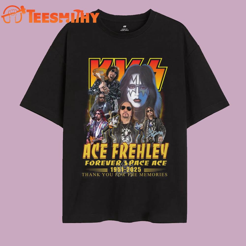 Kiss Band Ace Frehley Forever Space Ace 1951-2025 T Shirt Kiss Band Ace Frehley Forever Space Ace 1951-2025 T Shirt