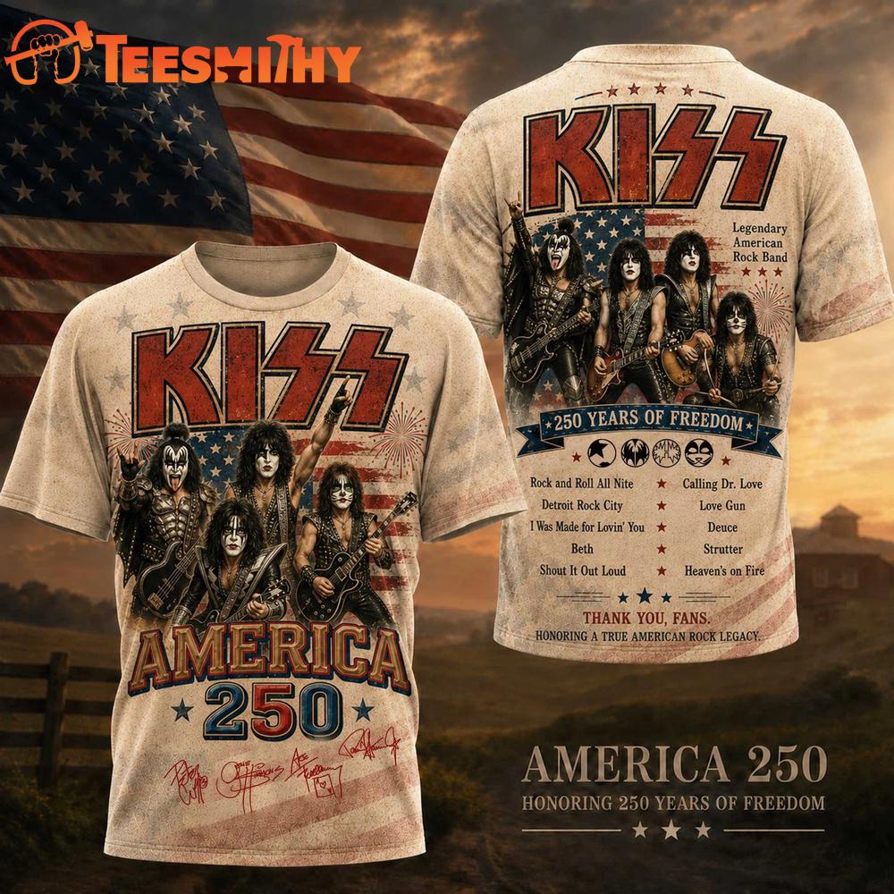 Kiss Band America Honoring 250 Years of Freedom 2026 T Shirt