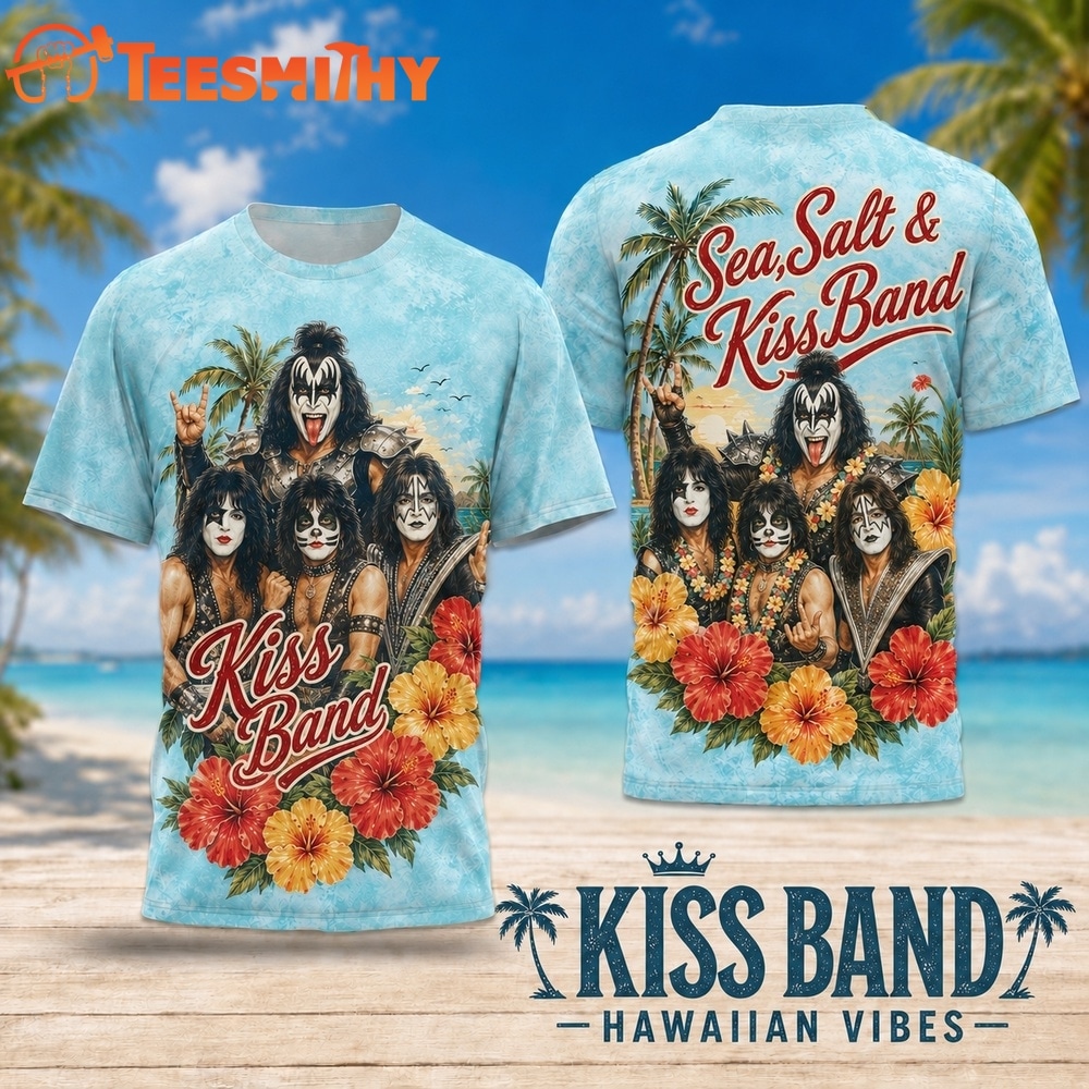 Kiss Band Hawaiian Vibes Tropical Floral Portrait 2026 3D Shirt